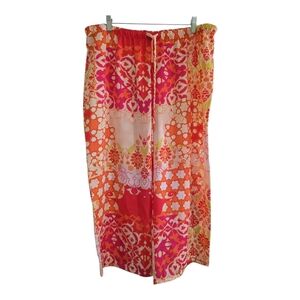 NWT Natori Colorful Cropped Lounge Pants XL Wide Leg Sleep Orange Yellow White
